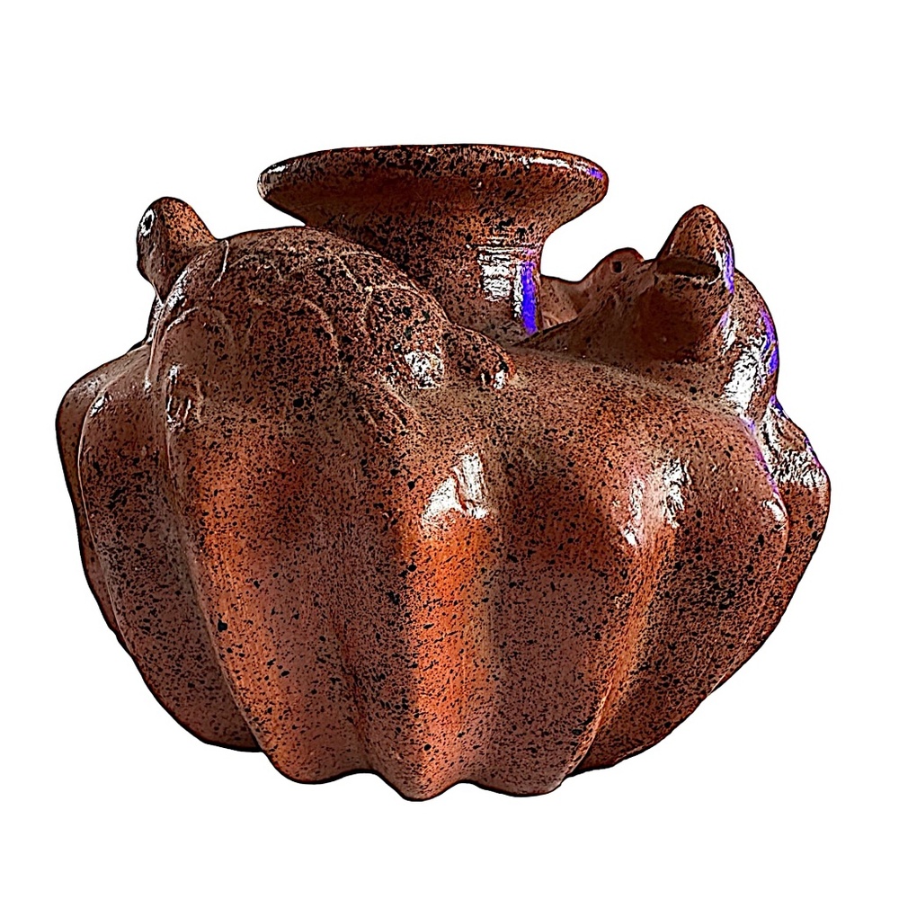 RARE Vintage Red Clay Four Perpetual Turtle Figures Pot Vase 6”x7”